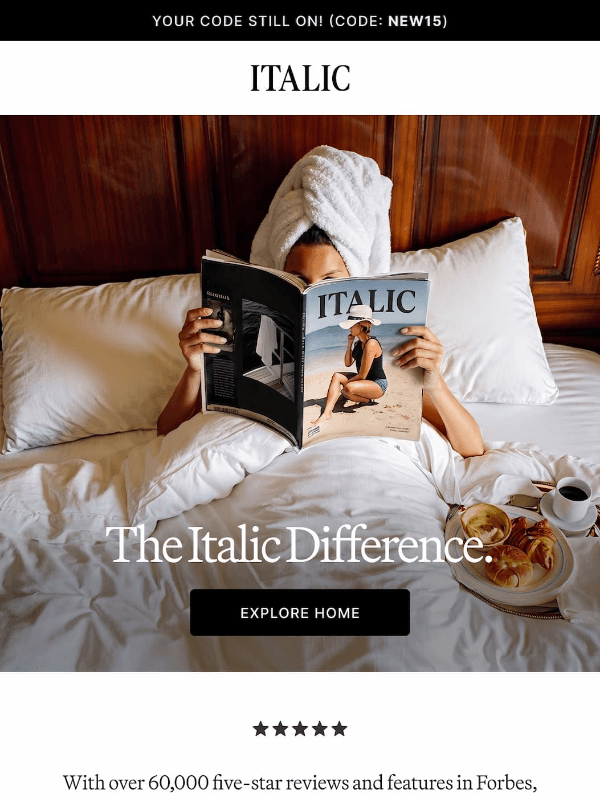 Newsletter preview: Experience the Italic Difference.