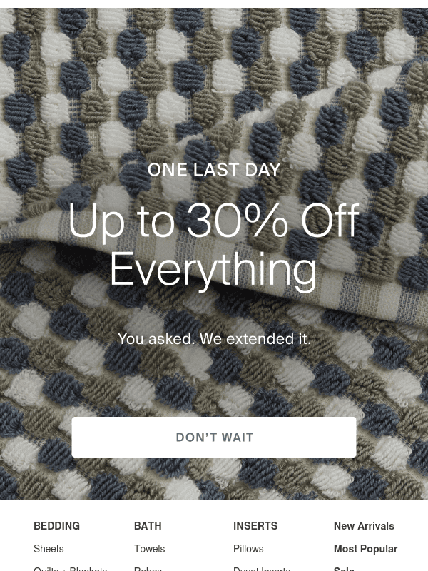 Newsletter preview: Okay fine, one last day of sale