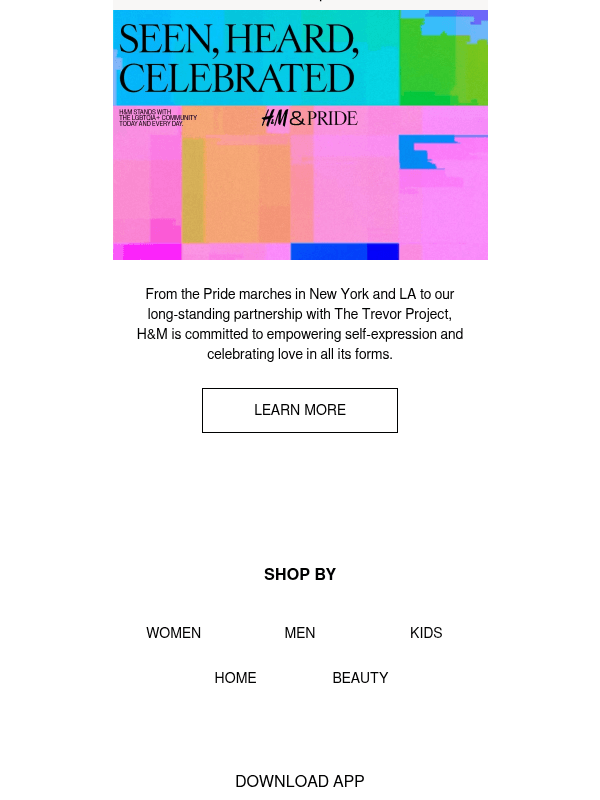 Newsletter preview: H&M&Pride: today & every day