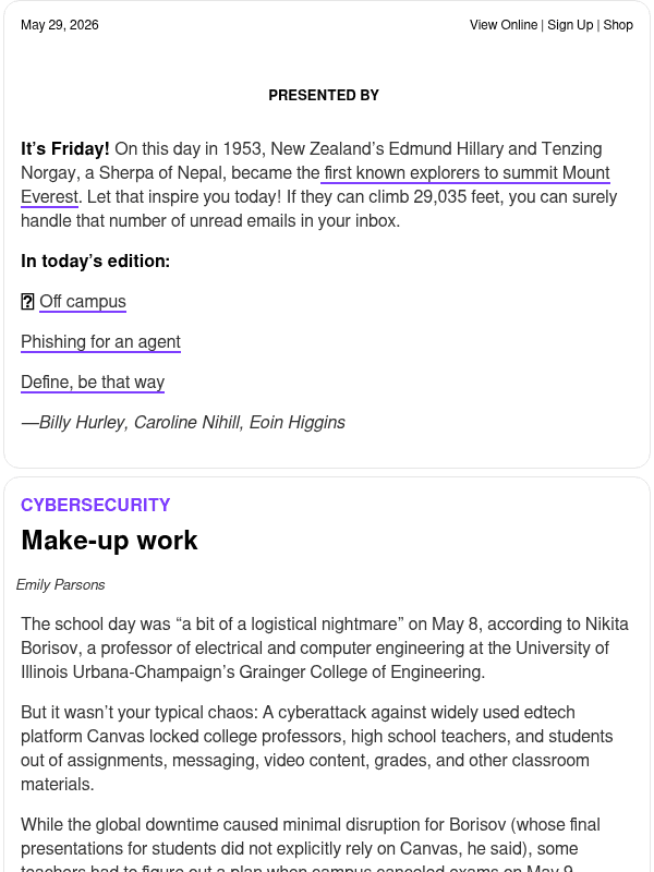 Newsletter preview: ☕ Taking cybersecurity to school