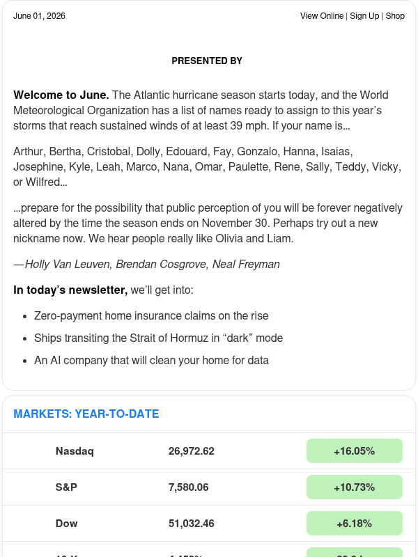 Newsletter preview: ☕ Sweeping for data