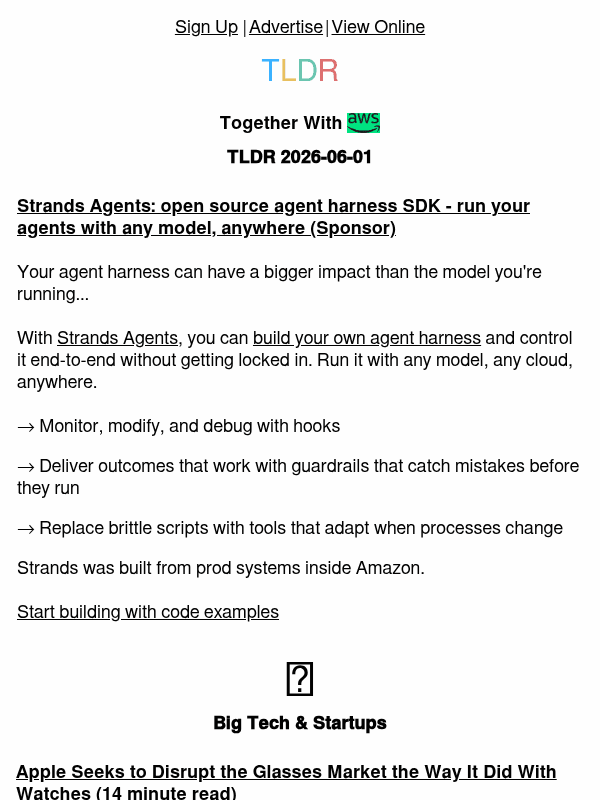 Newsletter preview: Apple glasses 👓, Nvidia Windows PCs 💻, replacing technical interviews 👨‍💻