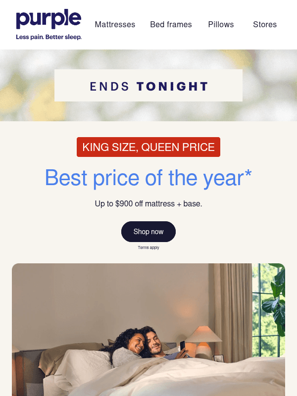Newsletter preview: HOURS LEFT! Up to $900 off a mattress + base.