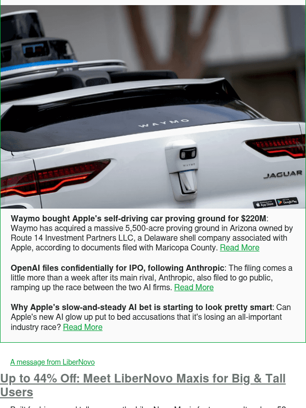 Newsletter preview: Waymo bought Apple's self-driving car proving ground for $220M