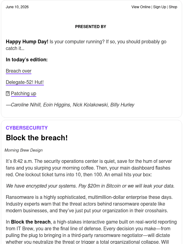 Newsletter preview: ☕ Can you block the breach?