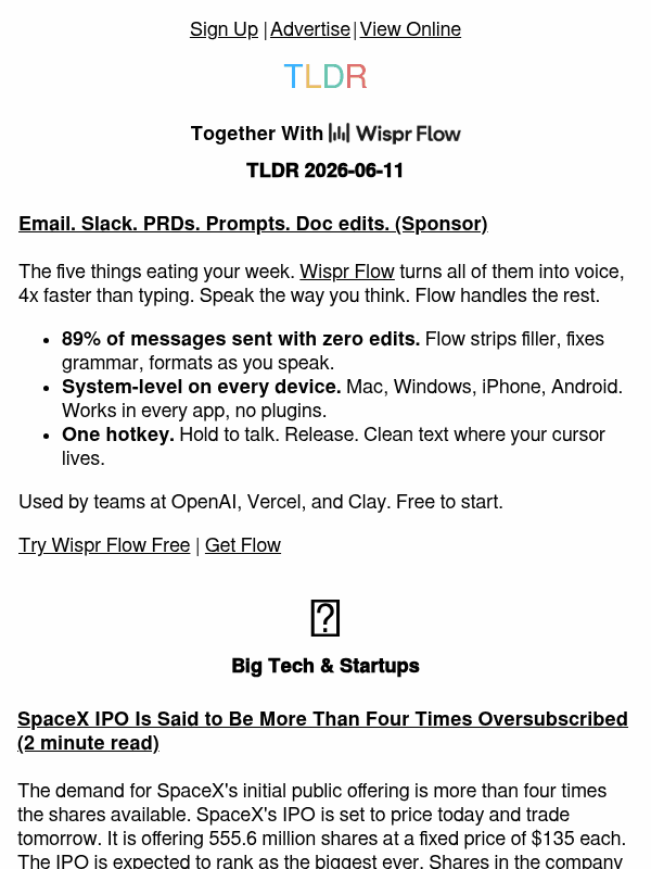 Newsletter preview: SpaceX IPO oversubscribed 💰, OpenAI's price war 📉, Stack Overflow for Agents 🤖