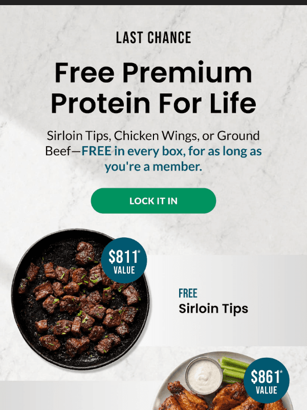 Newsletter preview: 🚨 Final call: FREE protein for LIFE