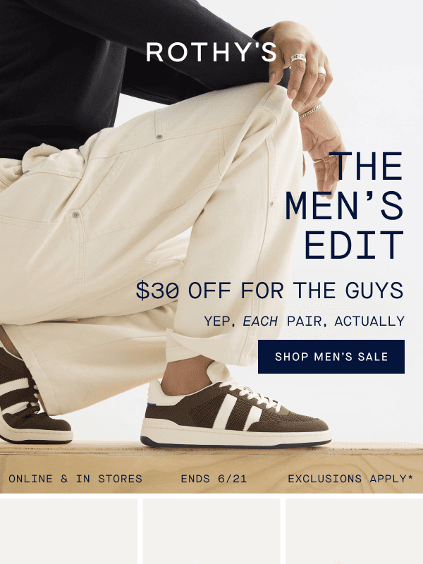 Newsletter preview: We’ve got Men’s shoes–tons on sale.