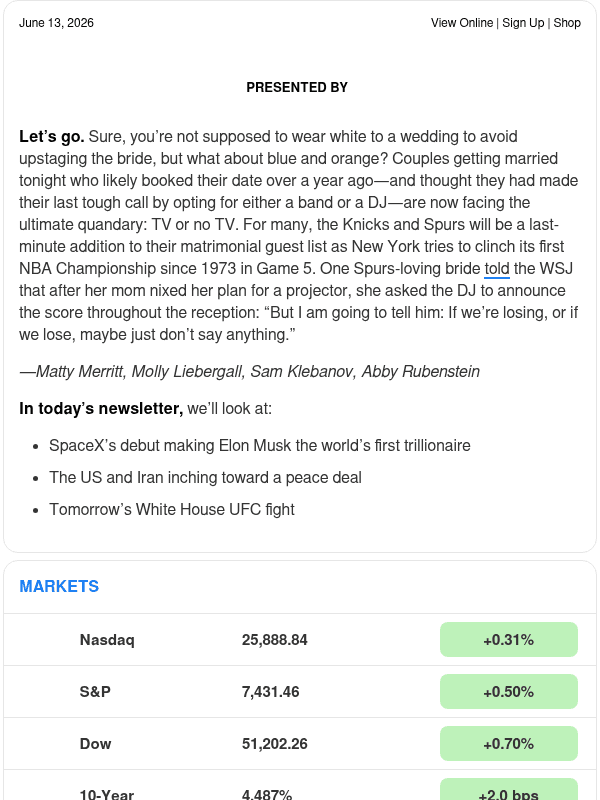 Newsletter preview: ☕️ What Elon's worth