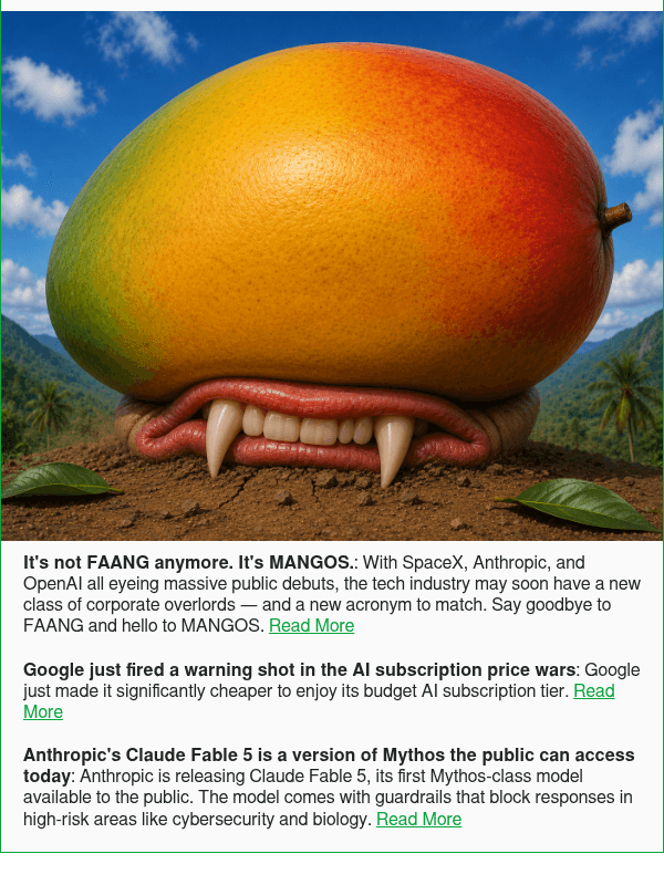 Newsletter preview: It's not FAANG anymore. It's MANGOS.