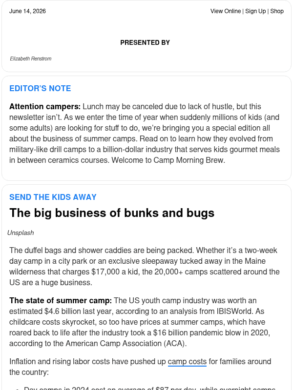 Newsletter preview: ☕ Camp Brew