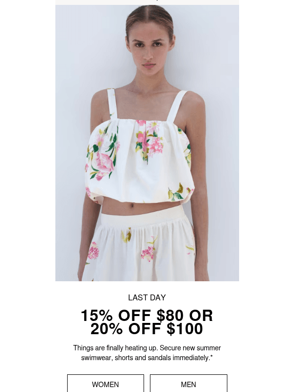 Newsletter preview: 15% or 20% off ends tonight