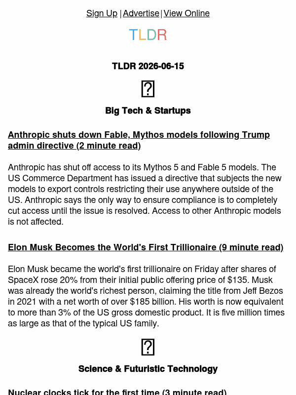 Newsletter preview: Elon is trillionaire 💰, Anthropic removes Fable 🚫, Meta's AI gulag 👨‍💻