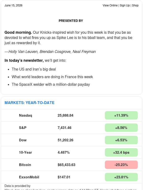Newsletter preview: ☕ Deal reached