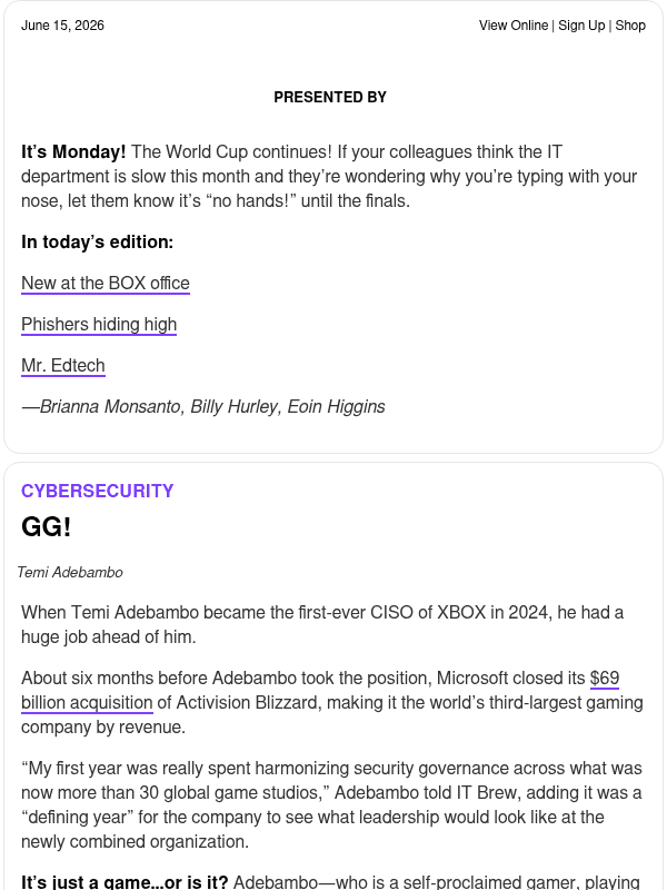 Newsletter preview: ☕ CISO Live