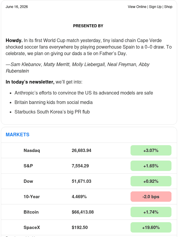 Newsletter preview: ☕️ Marketing misstep