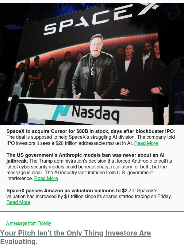 Newsletter preview: SpaceX to acquire Cursor for $60B in stock, days after blockbuster IPO