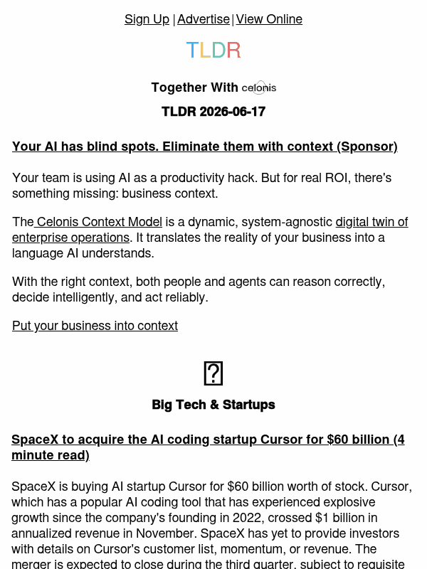 Newsletter preview: SpaceX buys Cursor 💰, camera AirPods 🎧, S3 annotations 👨‍💻