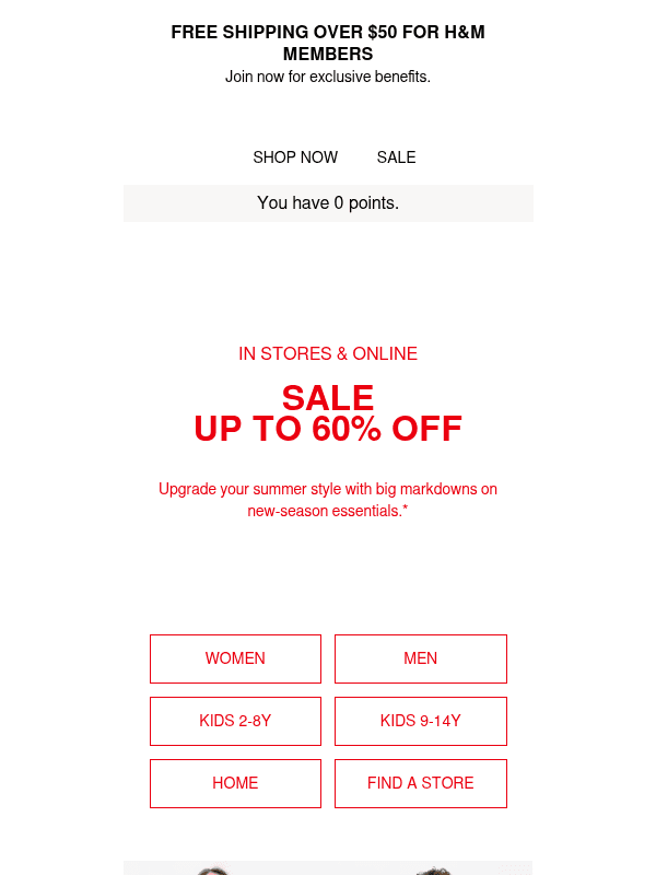 Newsletter preview: Sale is here: up to 60% off