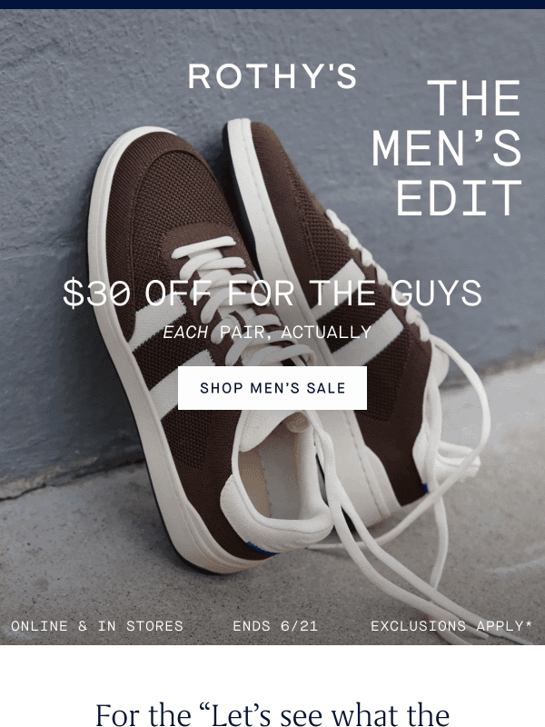 Newsletter preview: Make him proud: $30 off his gift.