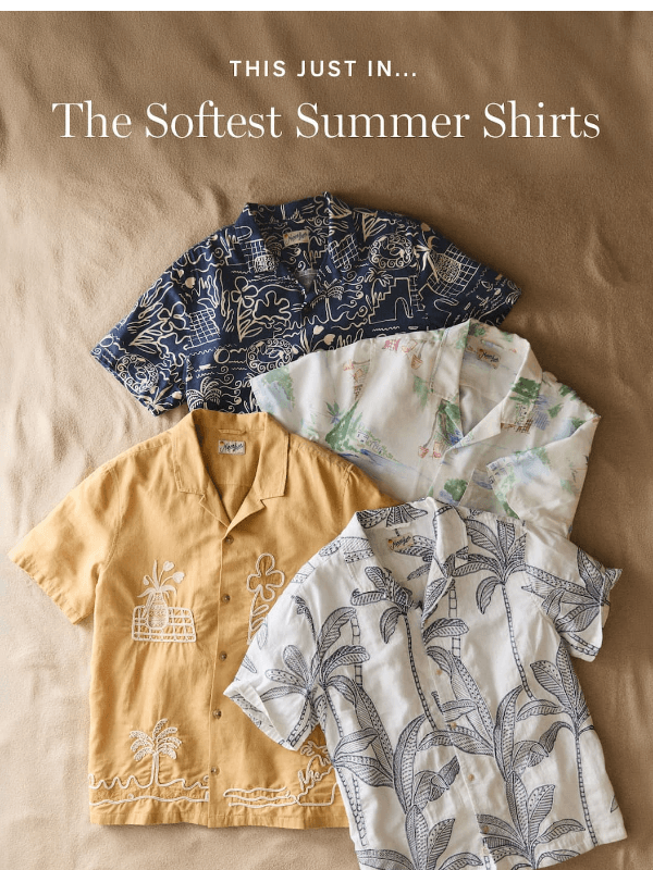 Newsletter preview: New Vacation Shirts Just Checked In