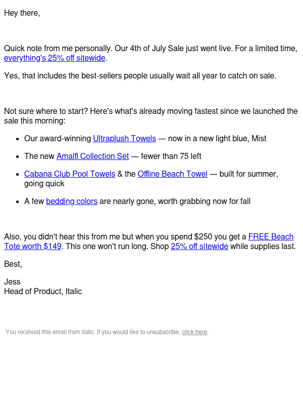 Newsletter preview: ICYMI: 25% OFF SITE WIDE NOW