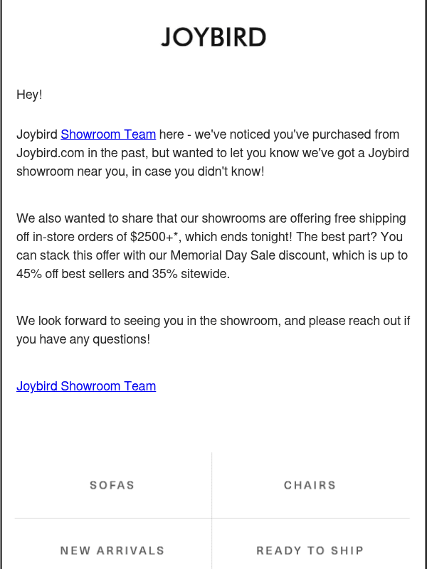 Newsletter preview: Reminder: Your free shipping offer ends TODAY!