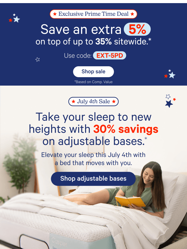 Newsletter preview: Save 30% on adjustable bases.