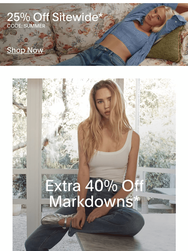 Newsletter preview: EXTRA 40% OFF MARKDOWNS