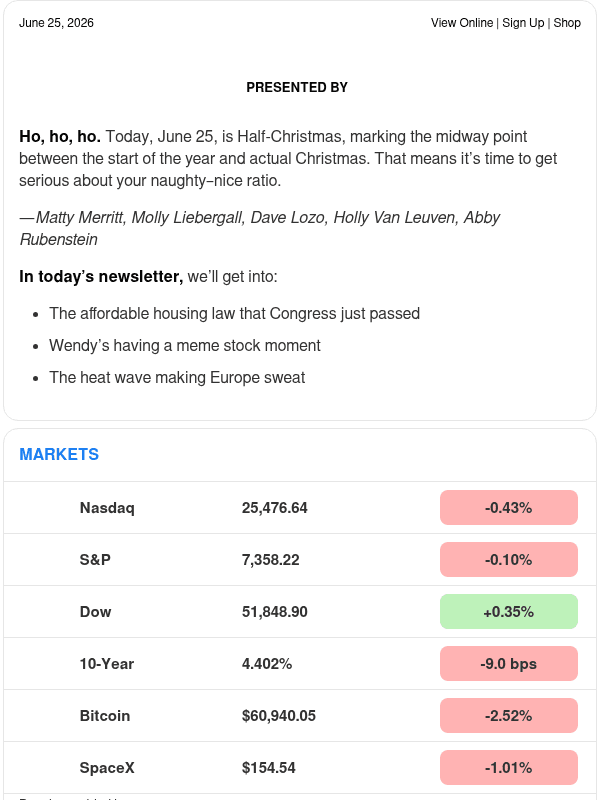 Newsletter preview: ☕️ Betting on the Baconator