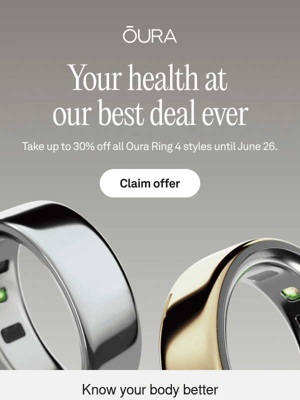 Newsletter preview: Our lowest price ever on Oura Ring 4