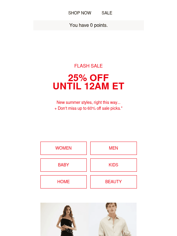Newsletter preview: 25% off flash sale starts now