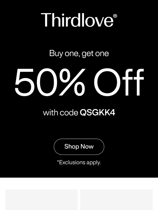 Newsletter preview: Buy one bra, get one 50% off