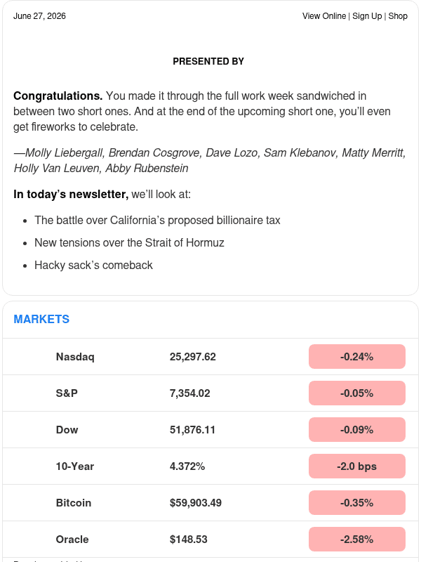 Newsletter preview: ☕️ Billionaire battle