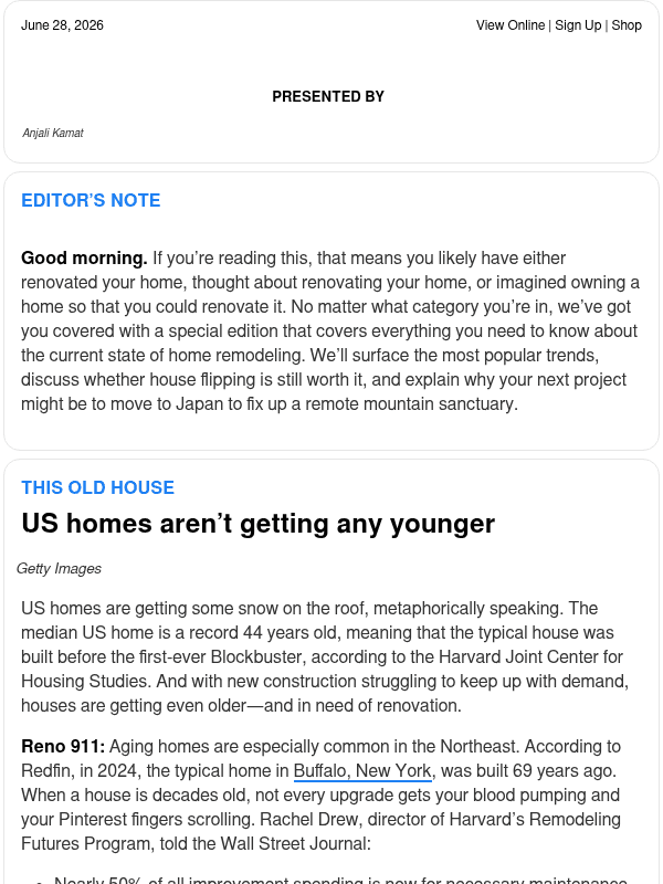 Newsletter preview: ☕ Home Renovation Brew