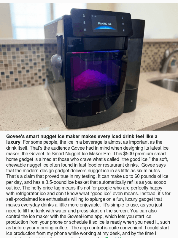 Newsletter preview: Govee's smart nugget ice maker makes every iced drink feel like a luxury