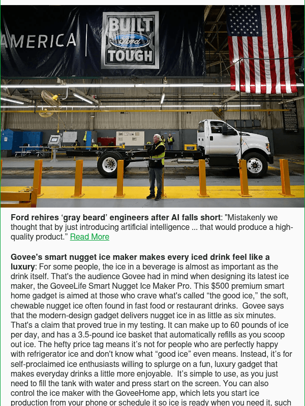 Newsletter preview: Ford rehires ‘gray beard’ engineers after AI falls short
