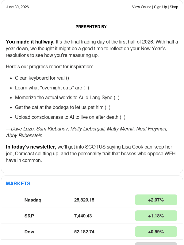 Newsletter preview: ☕ Cooked