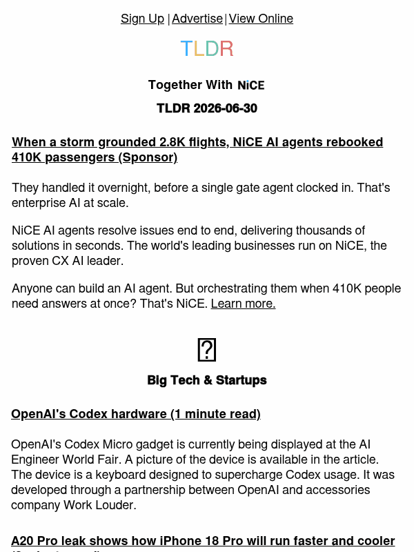 Newsletter preview: iPhone 18 leaks 📱, Codex Micro ⌨️, verifiable outputs 👨‍💻