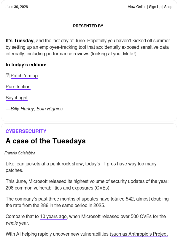 Newsletter preview: ☕ Patching up