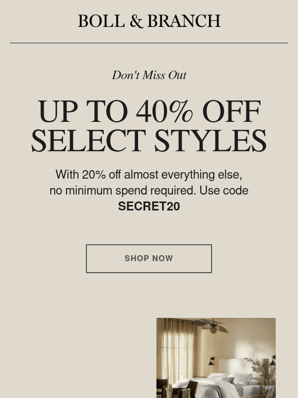 Newsletter preview: Don't miss styles up to 40% off