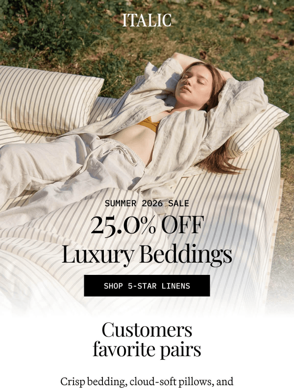 Newsletter preview: Summer Sale: 25% Off Resort Bedding