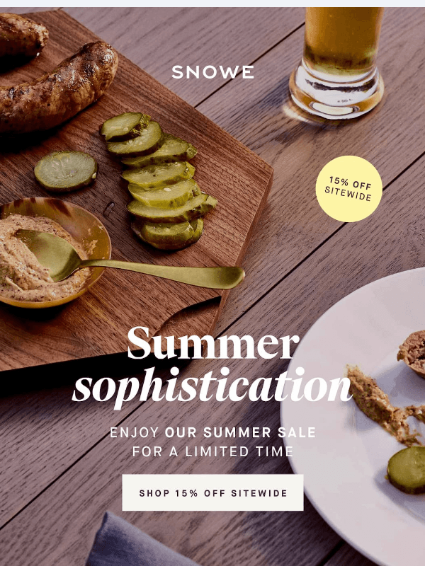 Newsletter preview: 15% off summer soiree essentials