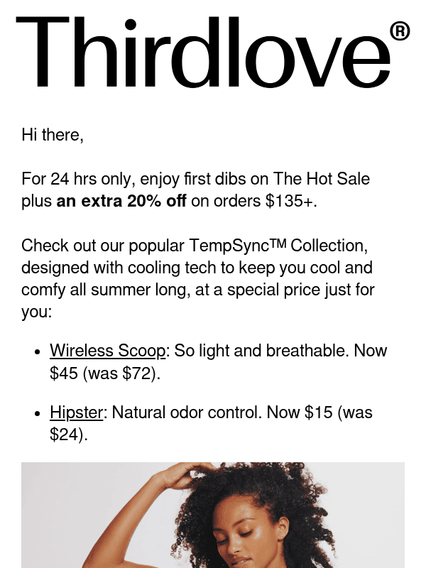 Newsletter preview: EARLY ACCESS: Bras from $29.