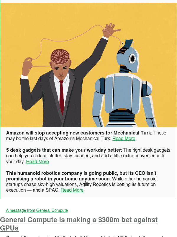 Newsletter preview: Amazon will stop accepting new customers for Mechanical Turk