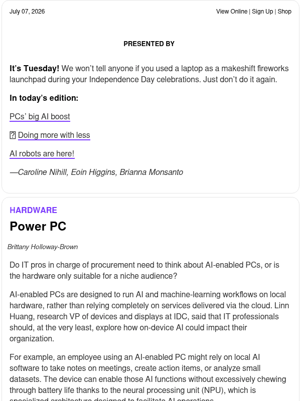 Newsletter preview: ☕ AI inside