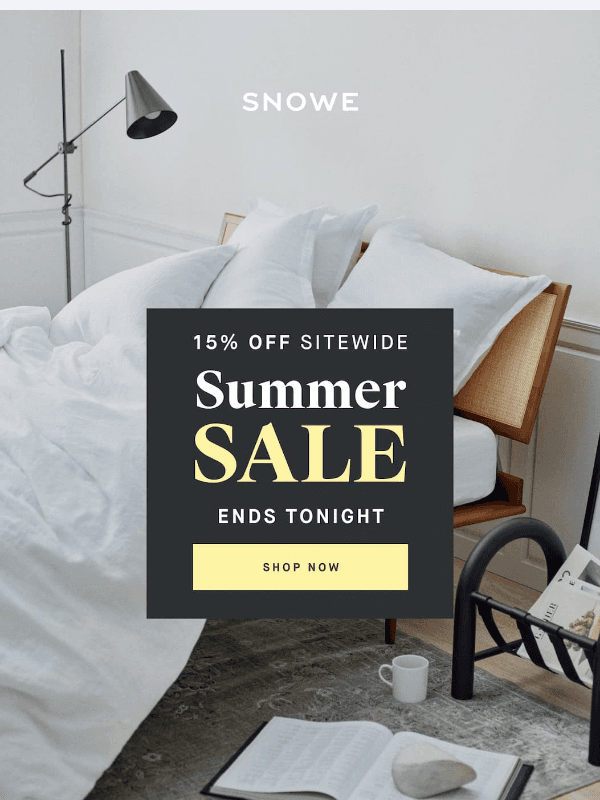 Newsletter preview: 15% off sitewide ends tonight