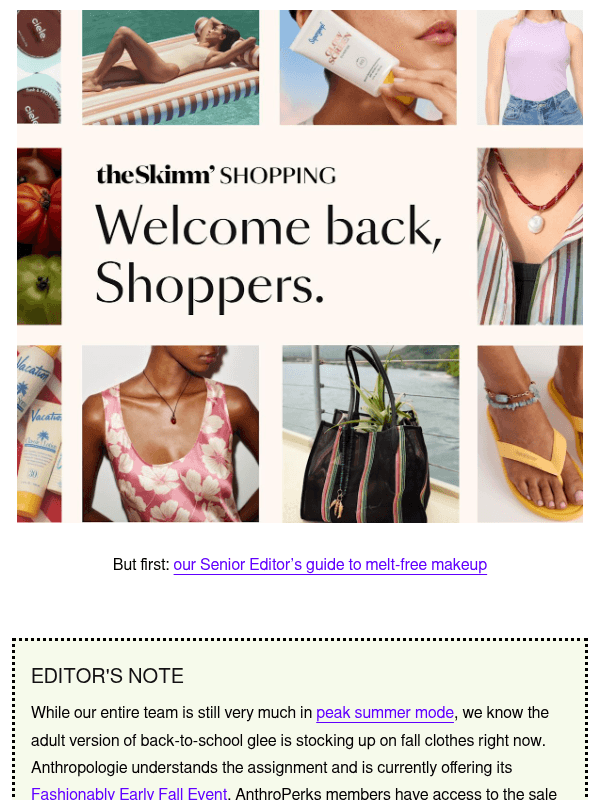 Newsletter preview: Anthro’s pre-fall sale, swimsuits you won’t dread, and more