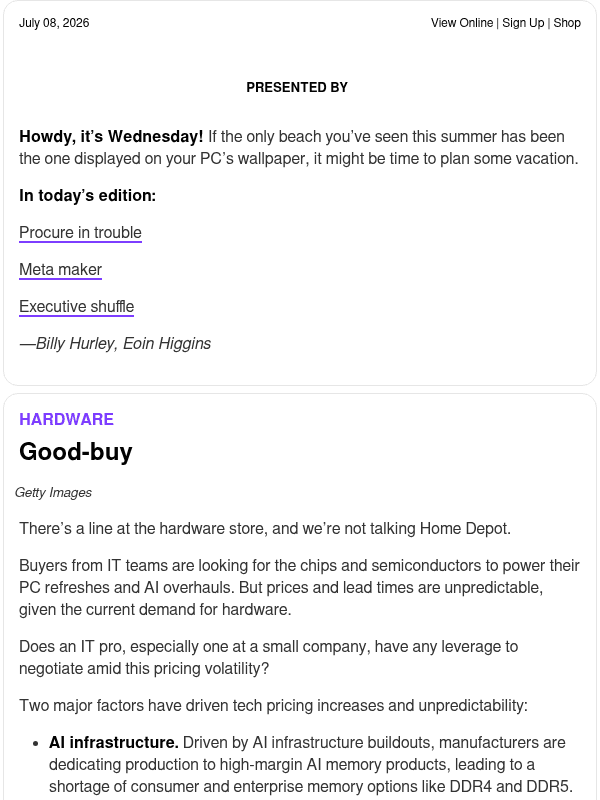 Newsletter preview: ☕ Name your price (IT edition)