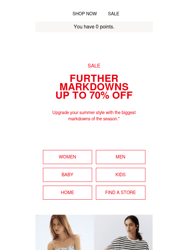 Newsletter preview: New sale price drops up to 70% off